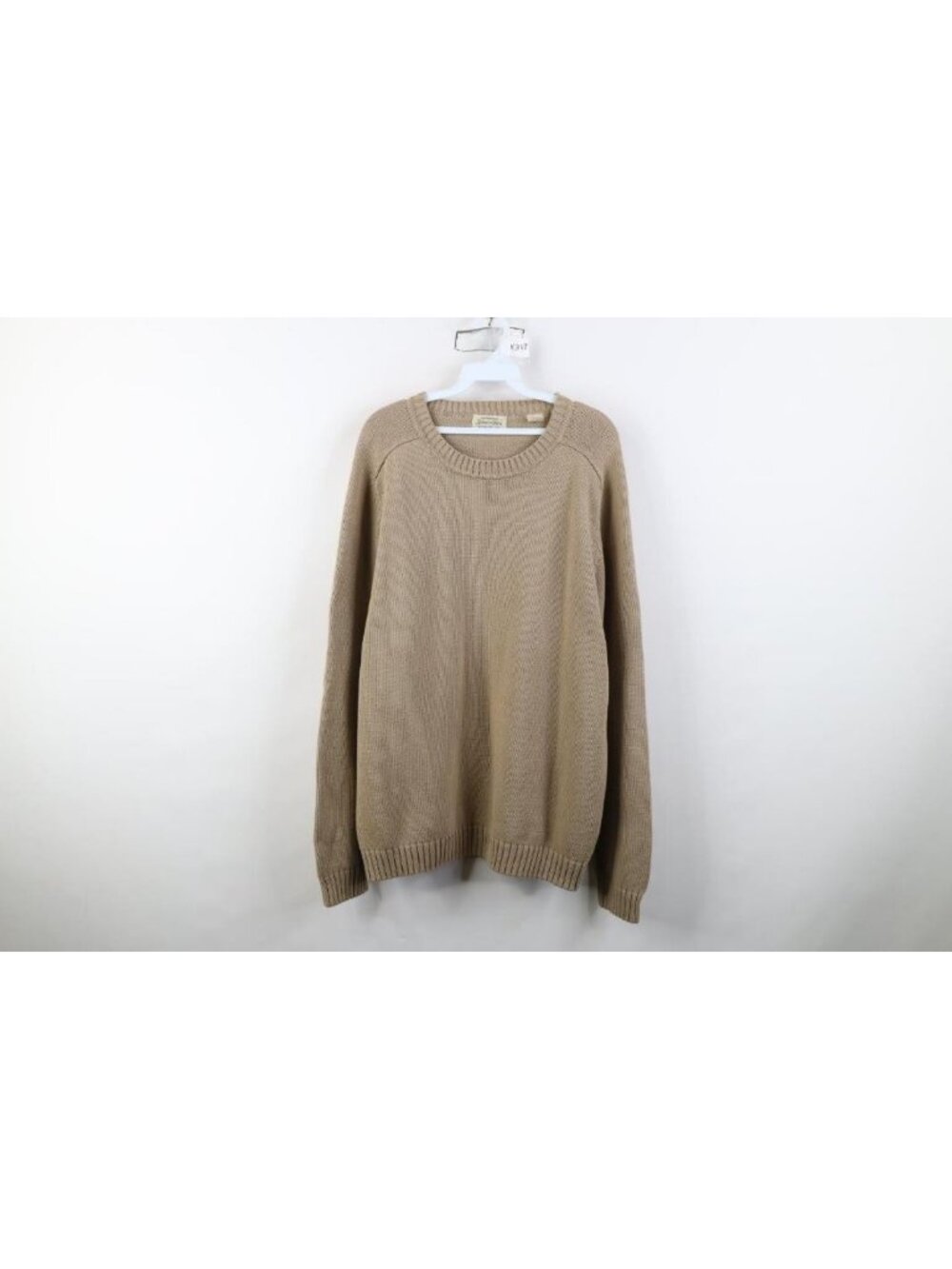 Vintage 90s Streetwear Mens Size XLT Blank Cotton Knit Crewneck Sweater Beige
